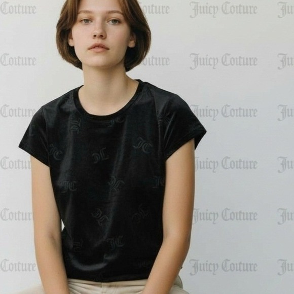 Juicy Couture Black Velour Lounge Top with logo – XL - Picture 7 of 7